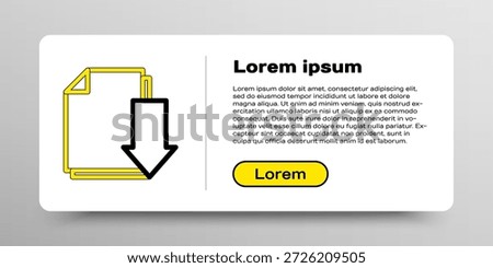 Line Document with download icon isolated on white background. File document symbol. Colorful outline concept. Vector