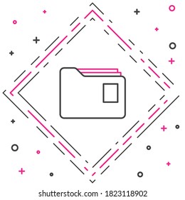Line Document folder icon isolated on white background. Accounting binder symbol. Bookkeeping management. Colorful outline concept. Vector Illustration