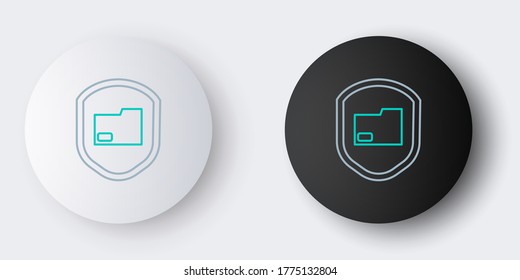 Line Document folder protection concept icon isolated on grey background. Confidential information and privacy idea, guard, shield. Colorful outline concept. Vector