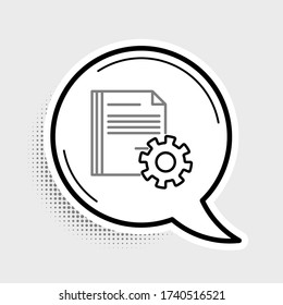 Line Document settings with gears icon isolated on grey background. Software update, transfer protocol, teamwork tool management. Colorful outline concept. Vector