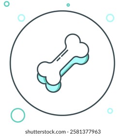 Line Dog bone icon isolated on white background. Pets food symbol. Colorful outline concept. Vector