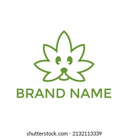 Line Dog Hemp Cannabis Vector Logo Design