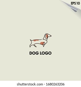 Line Of Dog Logo Design With Logogram Style. Dog Logo Template. Modern Design. Flat Logo. Vector Illustration