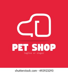 LINE DOG PET SHOP SIMPLE LOGO ICON SYMBOL TEMPLATE