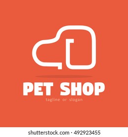 LINE DOG PET SHOP SIMPLE LOGO ICON SYMBOL TEMPLATE