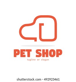 LINE DOG PET SHOP SIMPLE LOGO ICON SYMBOL TEMPLATE