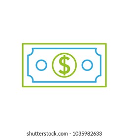 line dollar bill cash money icon