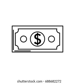 line dollar bill cash money icon