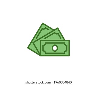 Icono de dólar de línea aislado en fondo blanco 