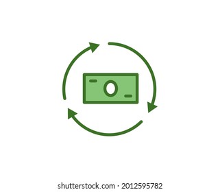 Icono de dólar de línea aislado en fondo blanco