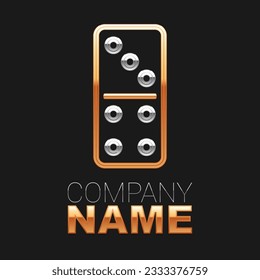 Line Domino icon isolated on black background. Colorful outline concept. Vector