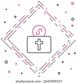 Line Donation for church icon isolated on white background. Colorful outline concept. Vector