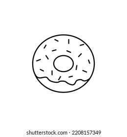  line donut icon - black vector sign