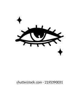 Line doodle black magic eye isolated on white background