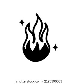 Line doodle black magic fire isolated on white background