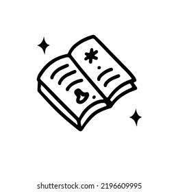 Line Doodle Black Magic Spell Book Isolated On White Background