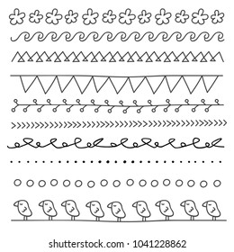 Line doodle illustration. Vector collection of lines in sketchy illustration style. Isolated over white background.