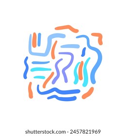 Line Doodle Pattern. Stil Kunsthintergrund für Kinder oder trendiges Design mit einfachen Formen. Einfaches kindisches Kritzeln