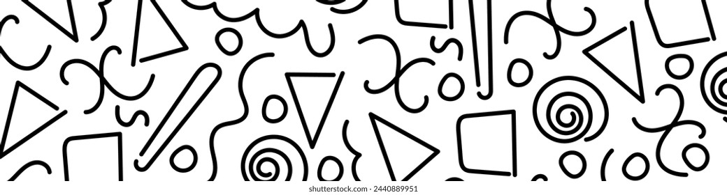 Line doodle pattern. Trendy design with shapes. Simple scribble wallpaper. Abstract vector background.