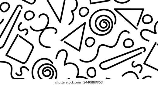 Patrón de garabato de línea. Diseño de moda con formas. Fondo de pantalla simple garabato. Fondo abstracto del vector.