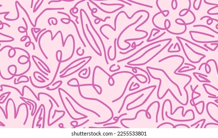 line doodle seamless pattern.  abstract background for children or trendy design with basic shapes.