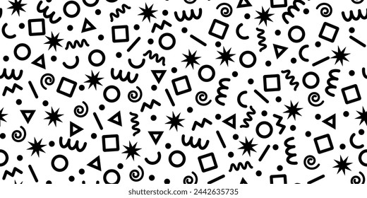 Line doodle seamless pattern. Creative minimalist style art background for children or trendy design with basic shapes. 