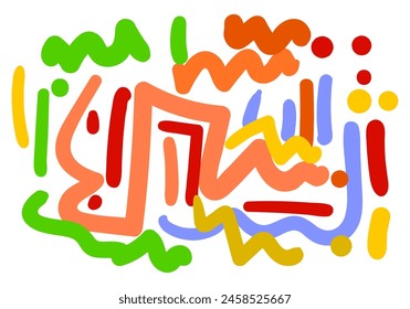 line doodle seamless pattern. Creative minimalist style abstract background for children or trendy design with basic shapes.