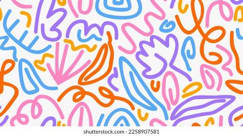 line doodle seamless pattern. vector illustration