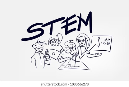 alumnos de tallos de diseño de boceto vectorial de línea