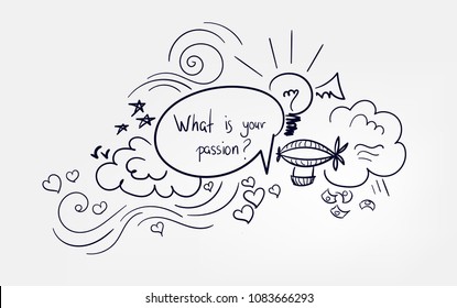 line doodle vector sketch design what is your passion