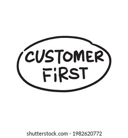 Line doodle vector sketch design "customer first".