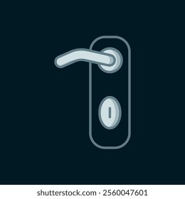 Line Door handle icon isolated on black background. Door lock sign. Flat filled outline style with shadow. Vector