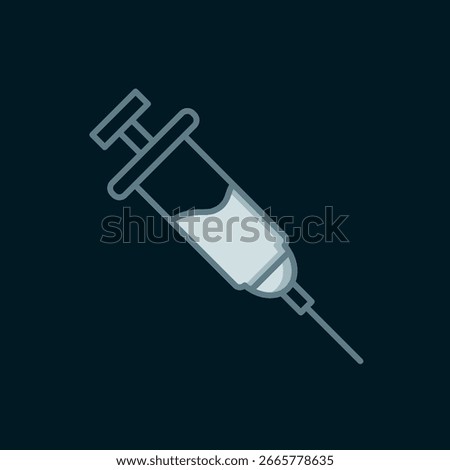 Line Doping syringe icon isolated on black background. Flat filled outline style with shadow. Vector