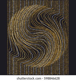 line and dot concept minimalistic geometry surface design. abstract modern background with drop movement trace in gold luxury style