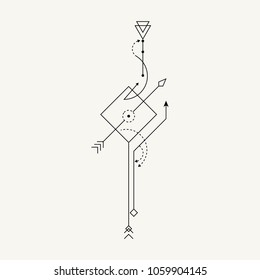 Line Dot Tattoo Design Vector Art Illustration