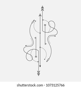 Ilustración de diseño de vectores de diseño de tatuaje de punto de línea