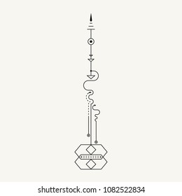 Line Dot Tattoo Design Vector Art Illustration