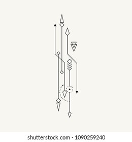 Line Dot Tattoo Design Vector Art Illustration