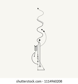 Line Dot Tattoo Design Vector Art Illustration
