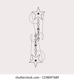 Line Dot Tattoo Design Vector Art Illustration