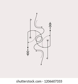 Line Dot Tattoo Design Vector Art Illustration