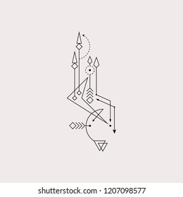 Line Dot Tattoo Design Vector Art Illustration