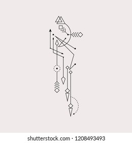 Line Dot Tattoo Design Vector Art Illustration