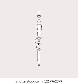 Ilustración de diseño de vectores de diseño de tatuaje de punto de línea
