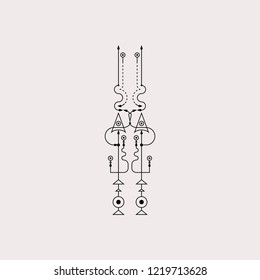 Line Dot Tattoo Design Vector Art Illustration