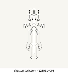 Line Dot Tattoo Design Vector Art Illustration