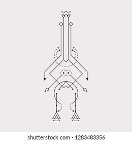 Line Dot Tattoo Design Vector Art Illustration
