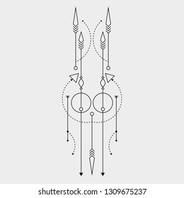 Line Dot Tattoo Design Vector Art Illustration