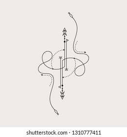 Line Dot Tattoo Design Vector Art Illustration