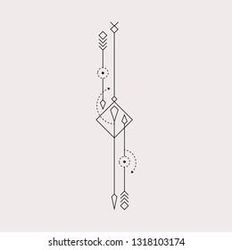 Ilustración de diseño de vectores de diseño de tatuaje de punto de línea